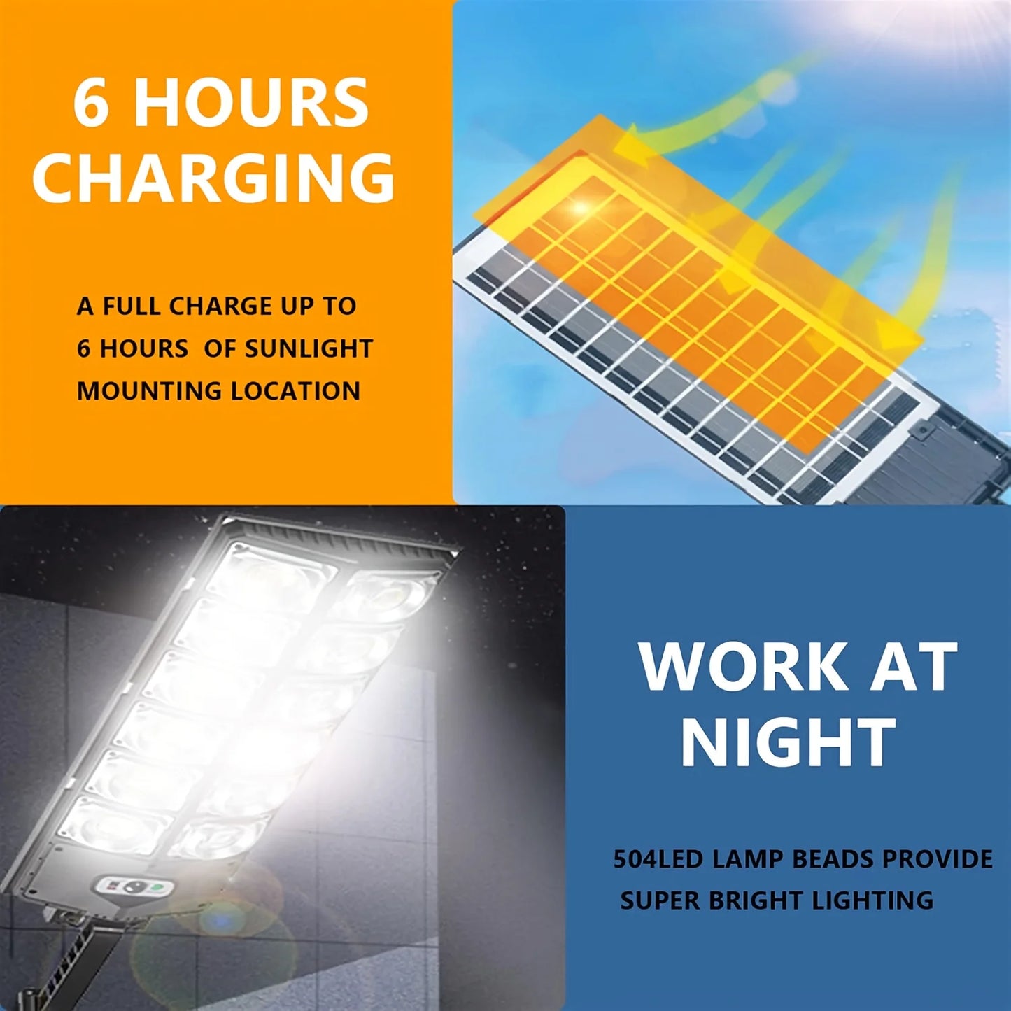 100,000LM Solar Flood Light6500K, 504 LEDs, IP65, Motion Sensor, Remote. For Parking Lot, Yard, Basketball Court