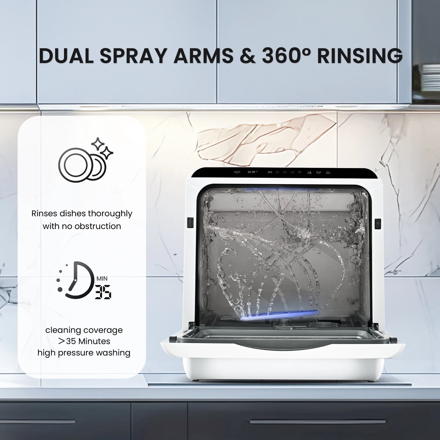 SIMZLIFE Mini Portable Dishwasher Compact Tabletop Small Dishwasher with 5L Built-in Water Tank with 6 Modes for Baby Care