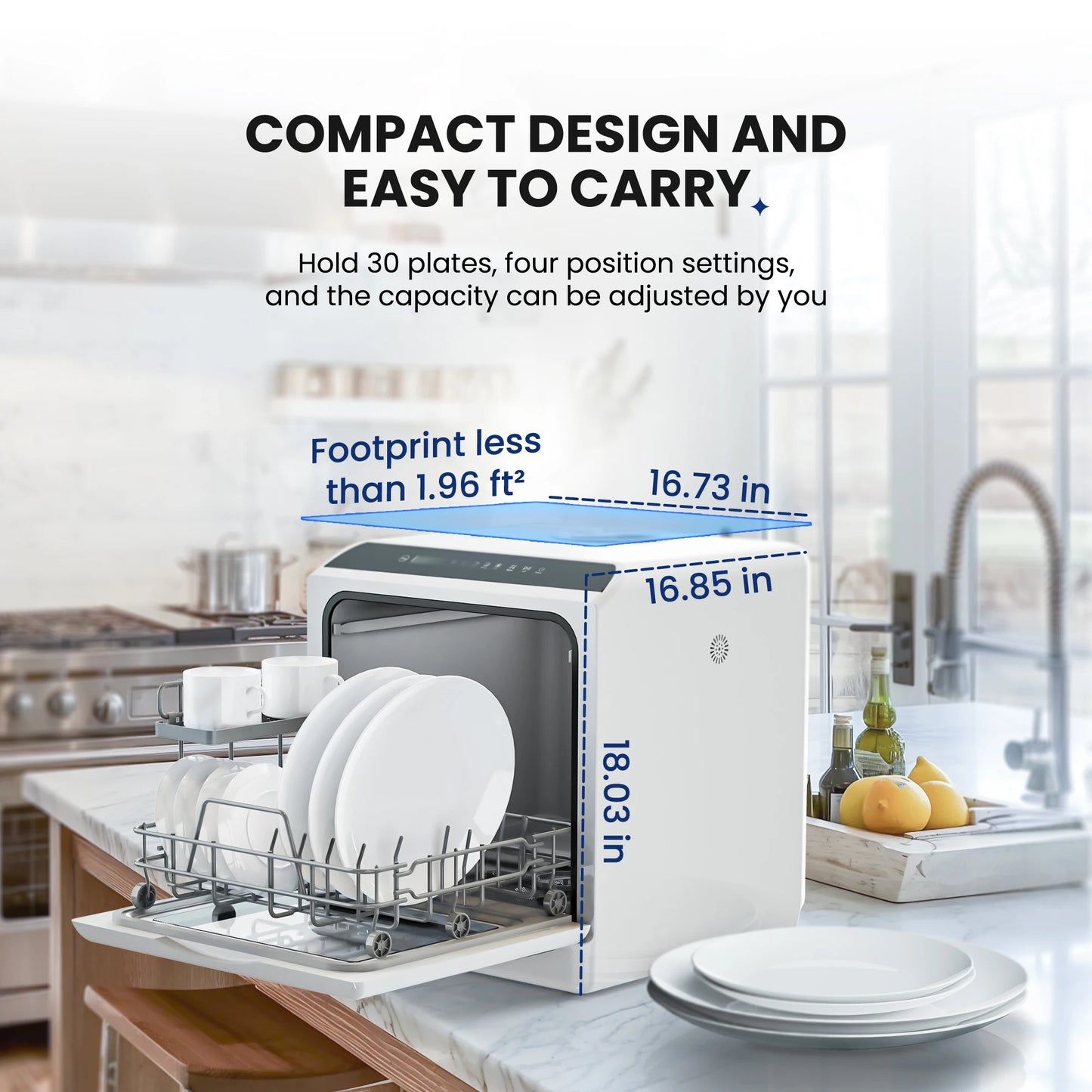 SIMZLIFE Mini Portable Dishwasher Compact Tabletop Small Dishwasher with 5L Built-in Water Tank with 6 Modes for Baby Care