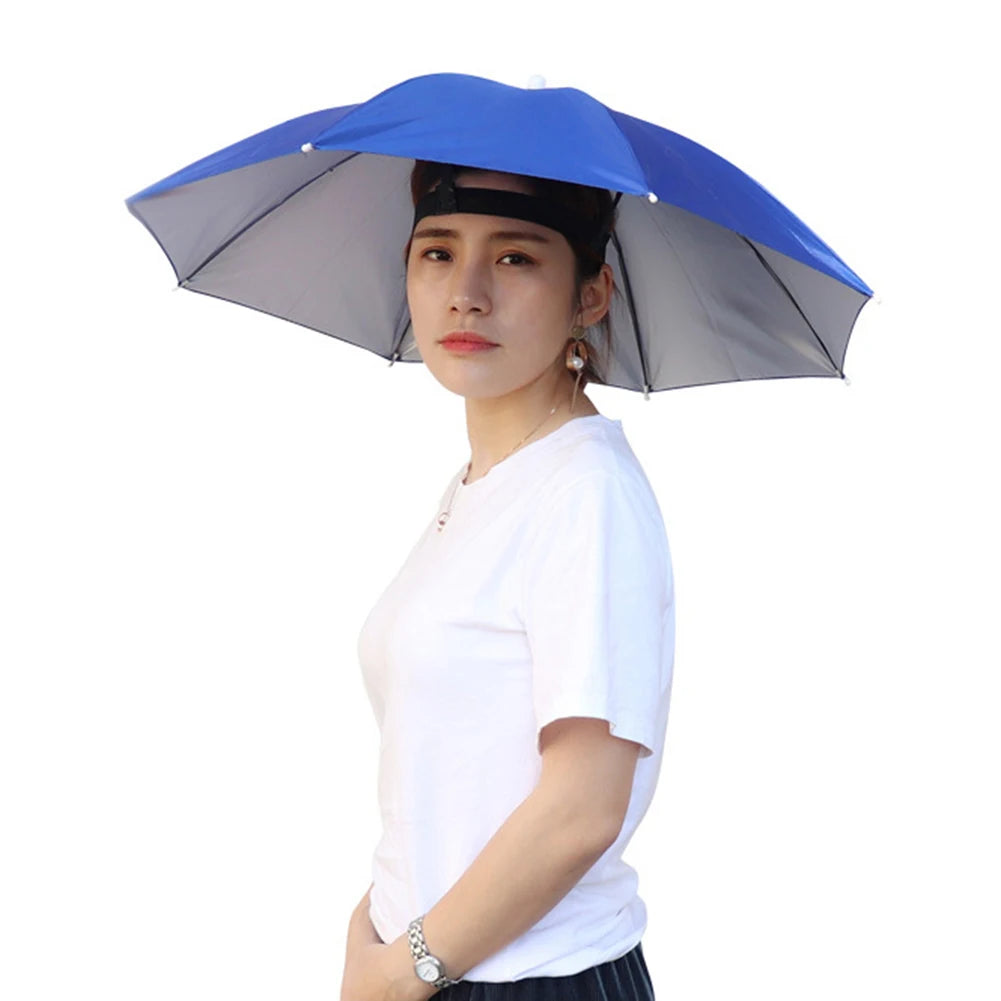 Umbrella Hat Hands Free Fishing Umbrella Cap 27 Inch Diameter Headwear Umbrella Foldable for Sun Rain Beach Golf Fishing Hiking