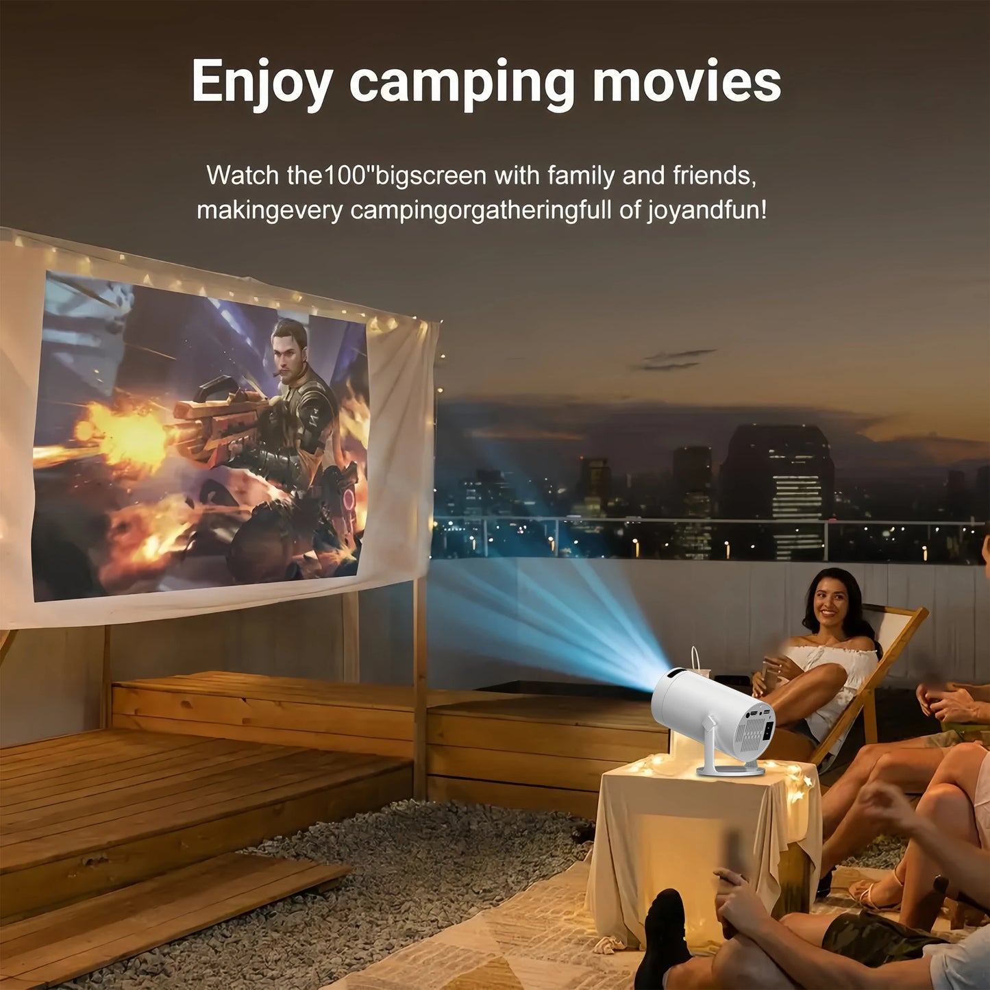 MAOHUTER Smart Projector,Android 11 OS,WiFi 6 & Wireless,Large Screen Movie Projector for Home Theater & Gaming, Mini Projector