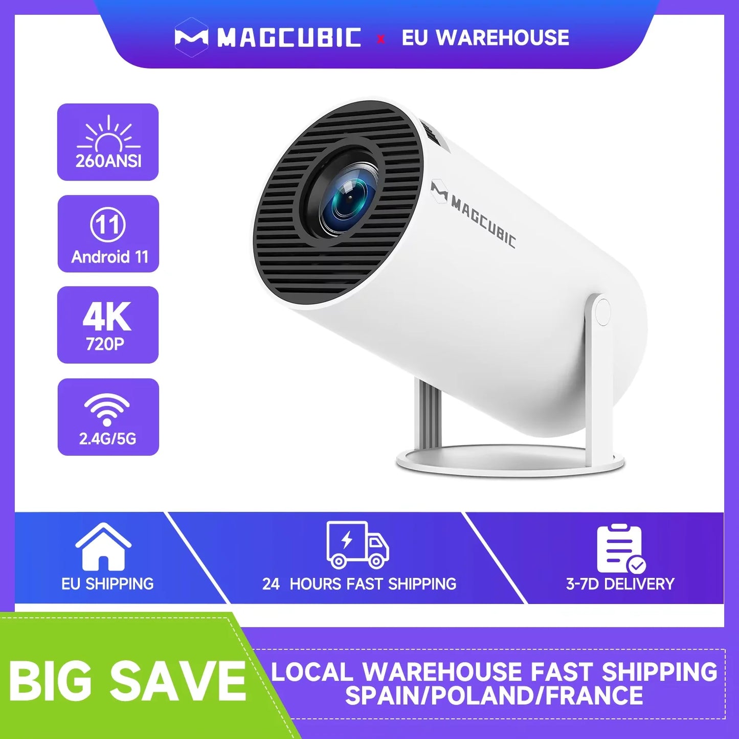 Magcubic HY300 Pro Projector 290ANSI Native 720P Wireless Screen Mirroring System Dual Band WiFi Hi-chip A3100 for Home Theater