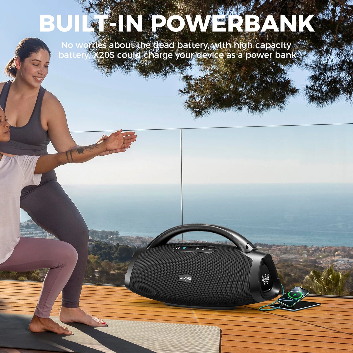 W-KING 180W RMS Portable Bluetooth Speakers,Massive Bass Party Boombox IPX7 Waterproof Speaker Large, Loud Outdoor Speaker