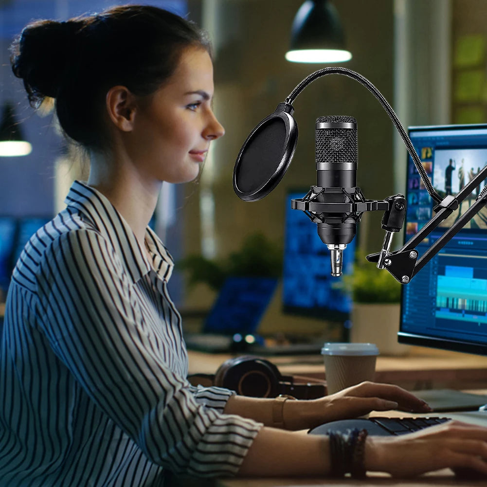 BM800 V8s Podcast Sound Card Set W/ BM800 Microphone Professional Audio Condenser Mic Studio for Karaoke Podcast Recording Live