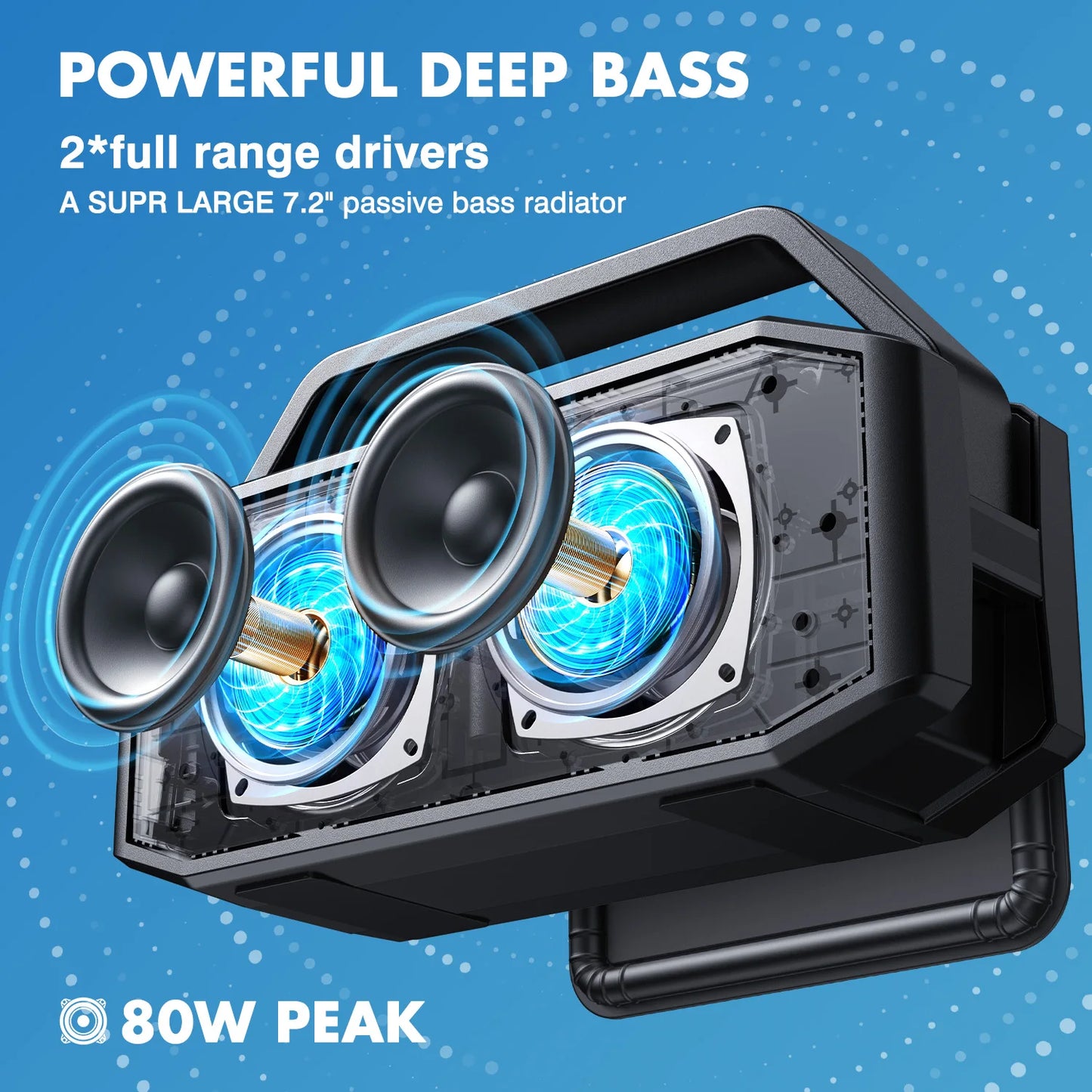 W-KING 100W Peak 60W RMS Deep Bass Bluetooth Speaker, IPX6 Portable Waterproof Loud Bluetooth Speakers Wireless with Subwoofer