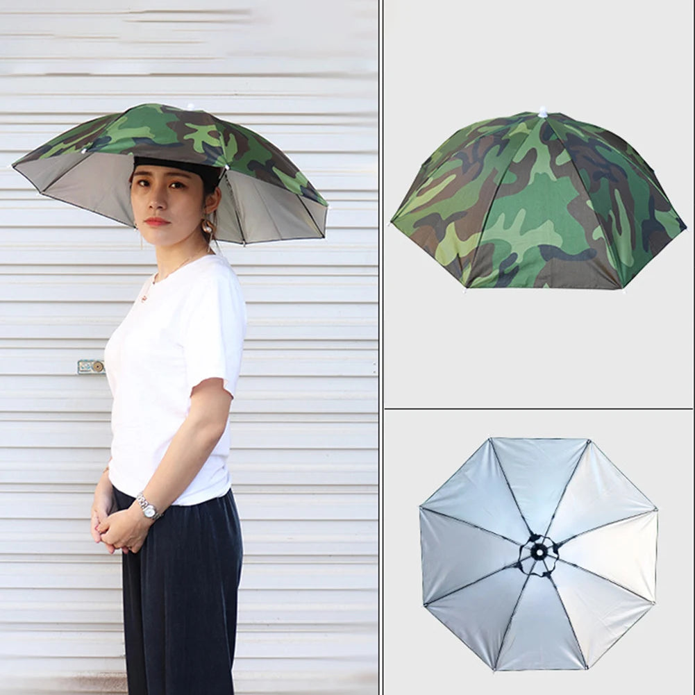 Umbrella Hat Hands Free Fishing Umbrella Cap 27 Inch Diameter Headwear Umbrella Foldable for Sun Rain Beach Golf Fishing Hiking
