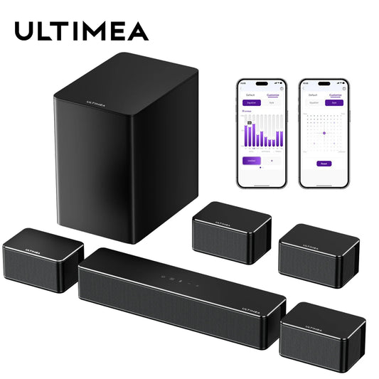 ULTIMEA 7.1 Surround Soundbar, 3D Virtual Surround Sound System with Subwoofer,2 Rear Speakers, Home Theater TV Speakers,Black