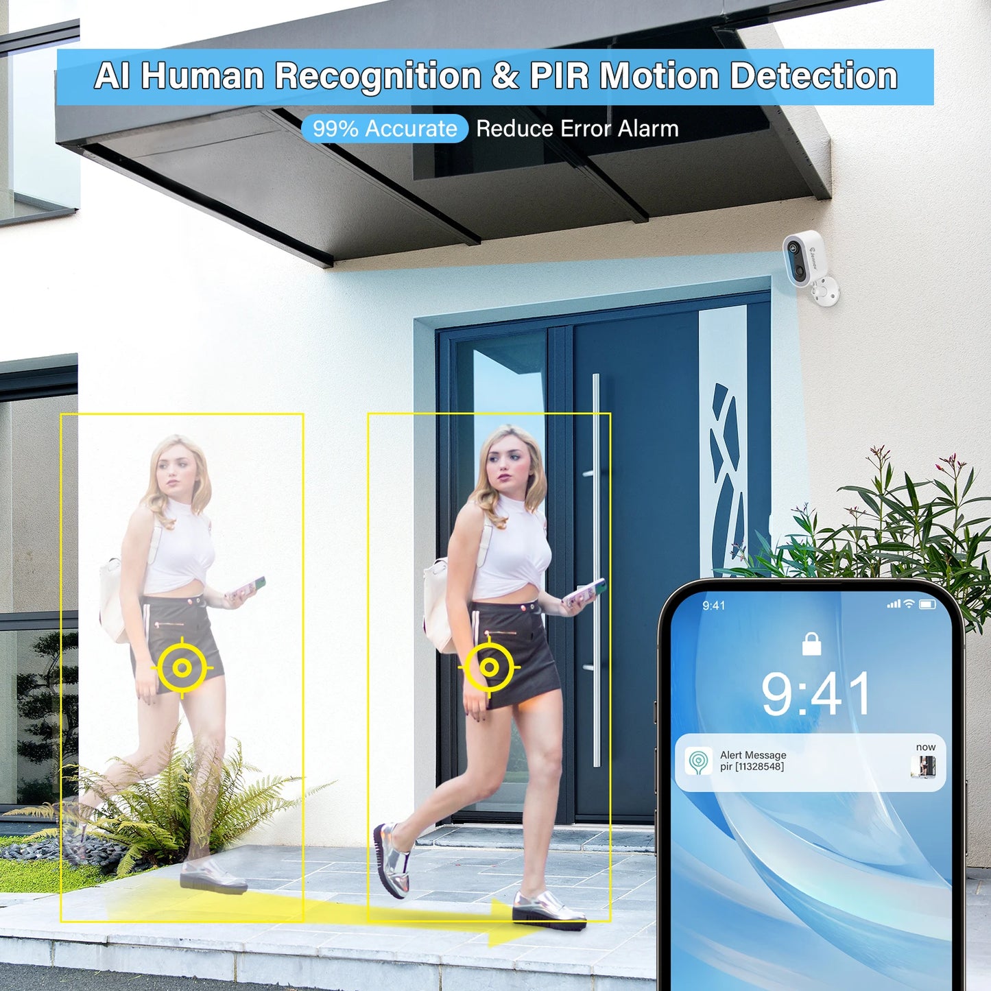 Jennov 5MP Security Camera Wireless WiFi Camera Battery Powered with Color Night Vision Two-Way Talk for Outdoor Home Camera