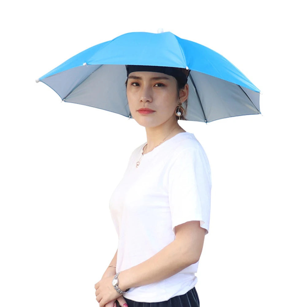 Umbrella Hat Hands Free Fishing Umbrella Cap 27 Inch Diameter Headwear Umbrella Foldable for Sun Rain Beach Golf Fishing Hiking