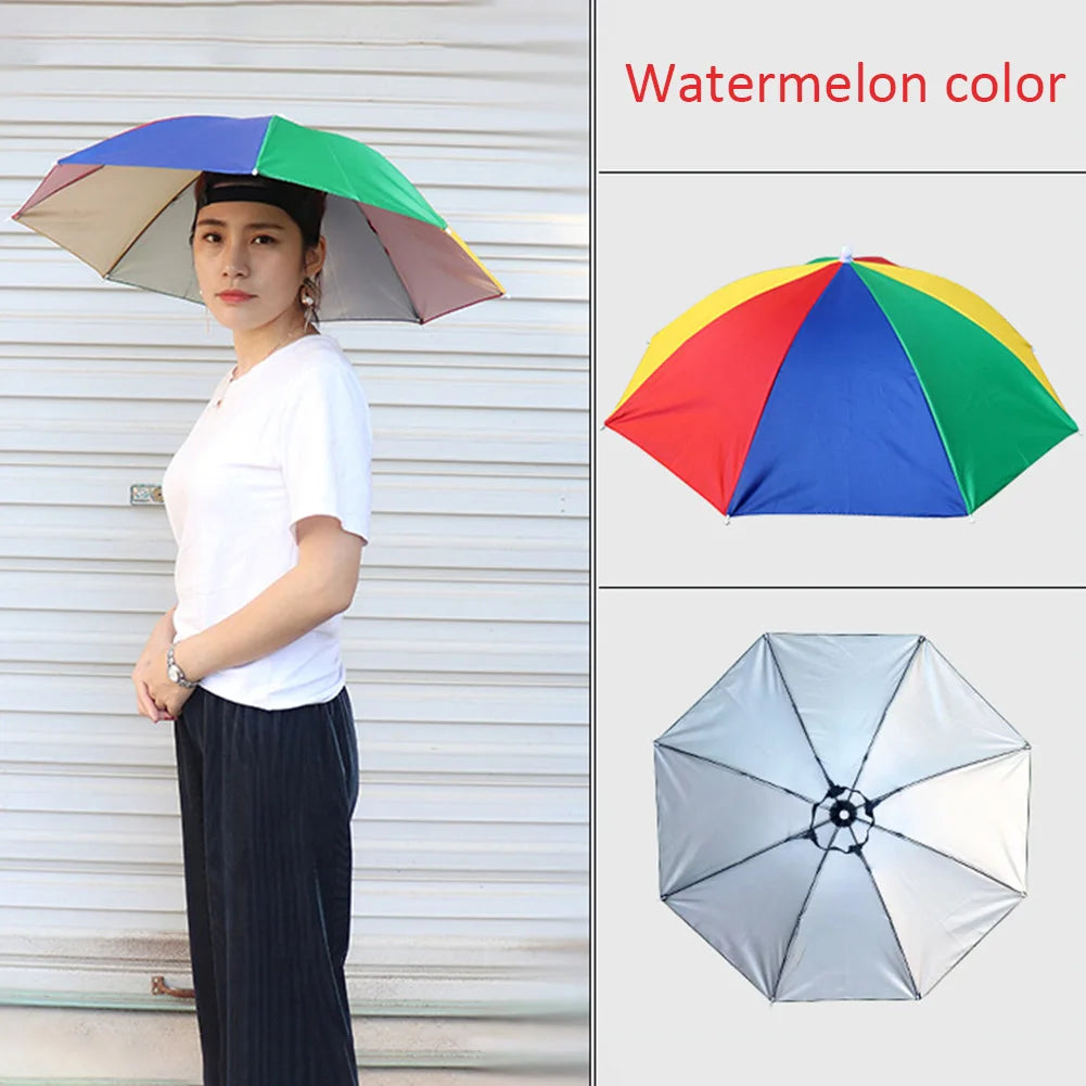 Umbrella Hat Hands Free Fishing Umbrella Cap 27 Inch Diameter Headwear Umbrella Foldable for Sun Rain Beach Golf Fishing Hiking