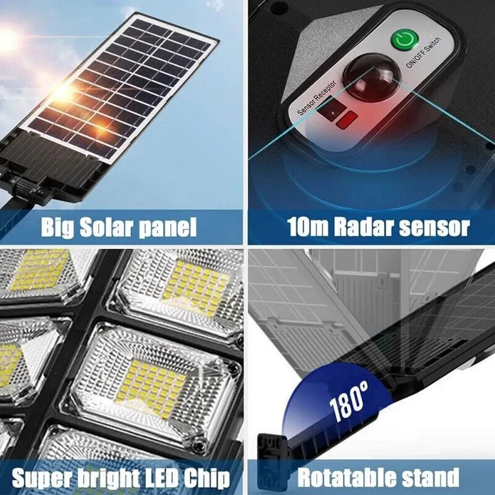 504 LED Solar-Powered Outdoor Lighting - 4 Modes, 6500K Wide-Angle Dusk-to-Dawn Lighting With Motion Sensor IP65 Waterproof
