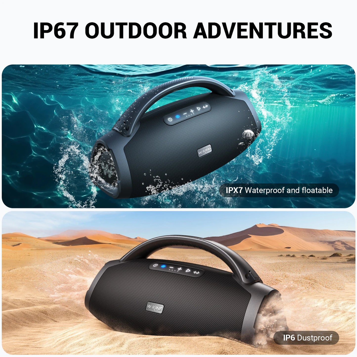 W-KING 180W RMS Portable Bluetooth Speakers,Massive Bass Party Boombox IPX7 Waterproof Speaker Large, Loud Outdoor Speaker