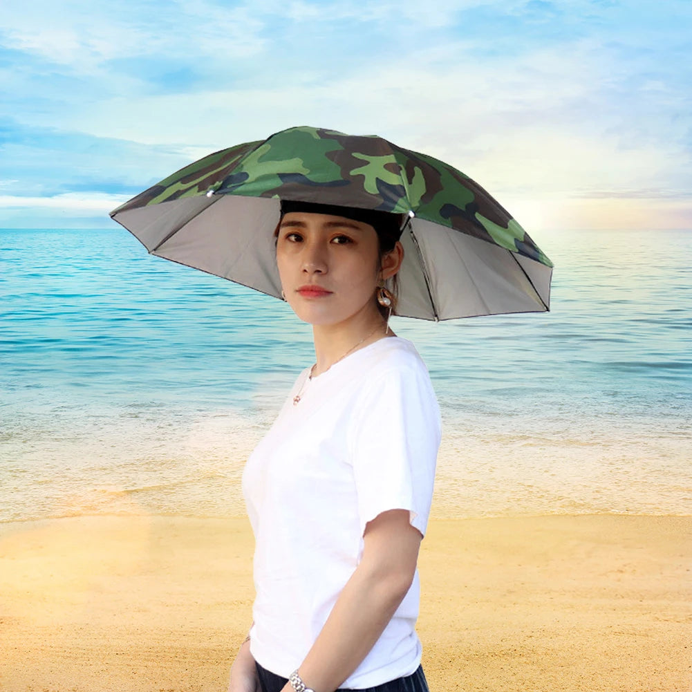 Umbrella Hat Hands Free Fishing Umbrella Cap 27 Inch Diameter Headwear Umbrella Foldable for Sun Rain Beach Golf Fishing Hiking