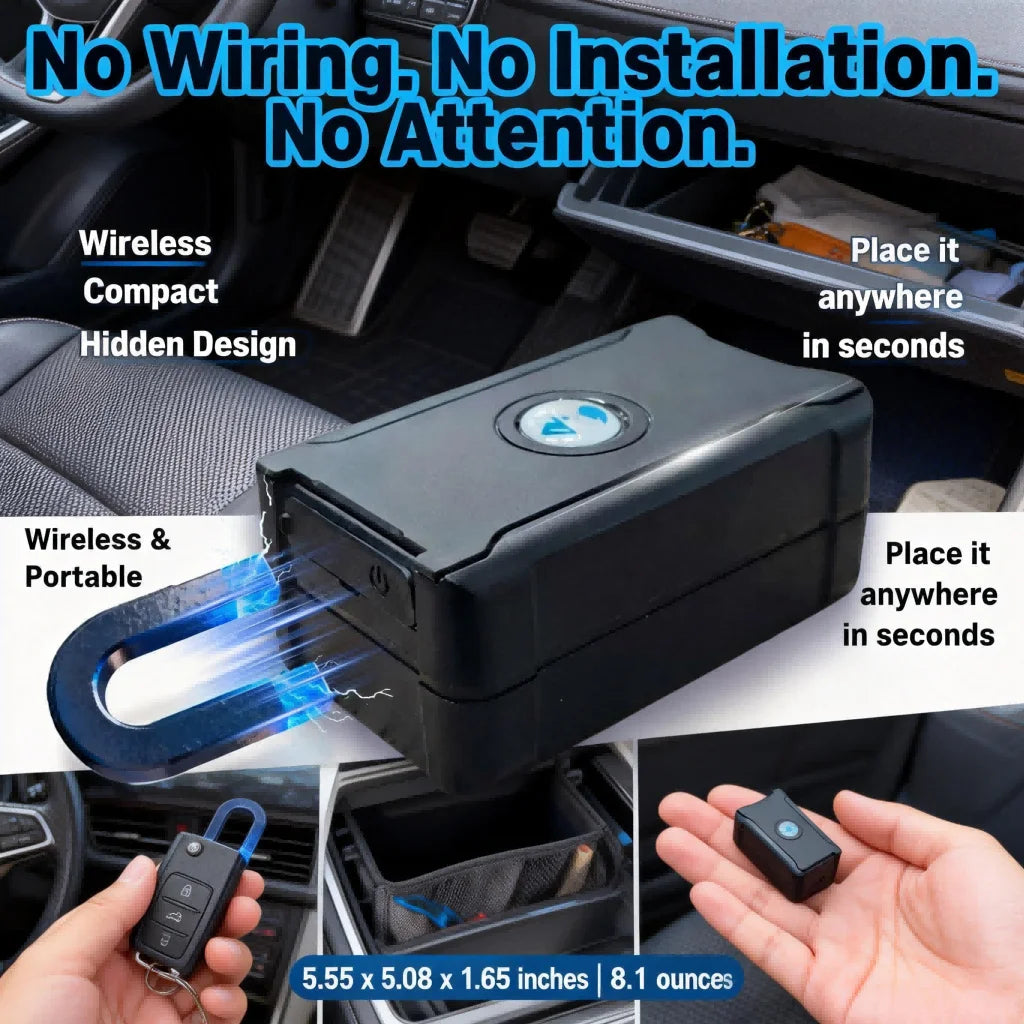 Wireless Car GPS Tracker Anti-Theft, Global Real-Time Vehicle Tracking with Built-in IoT SIM, Geo-Fence & Vibration Alarm, 15+ D