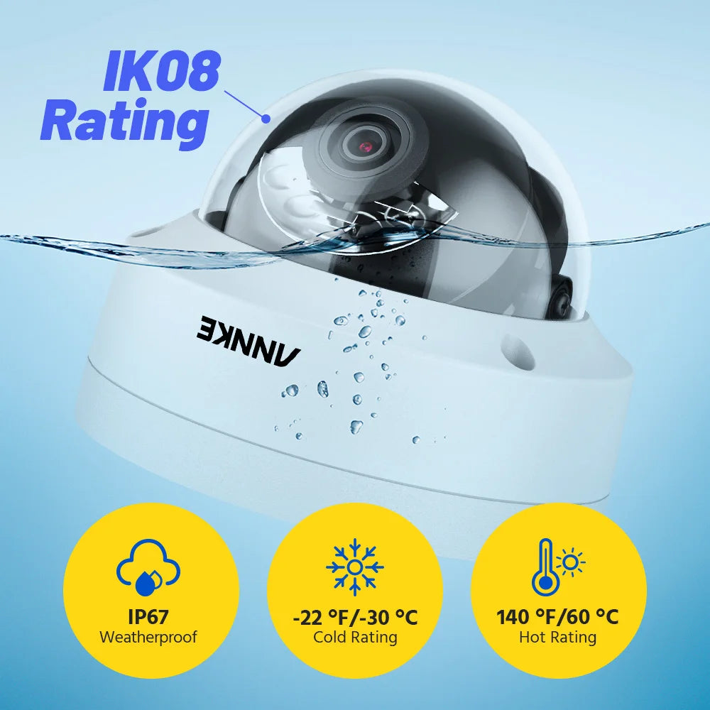 ANNKE 4K Smart Dual Light Network Camera IP67 IK08 Built-in Mic 8MP POE IP Cameras Motion detection H.265+ Smart Home 4mm
