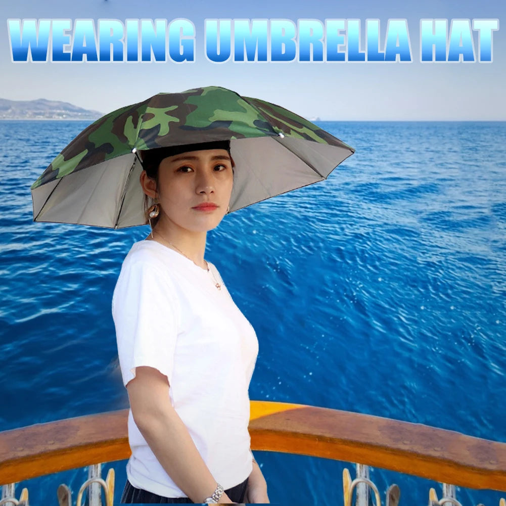 Umbrella Hat Hands Free Fishing Umbrella Cap 27 Inch Diameter Headwear Umbrella Foldable for Sun Rain Beach Golf Fishing Hiking