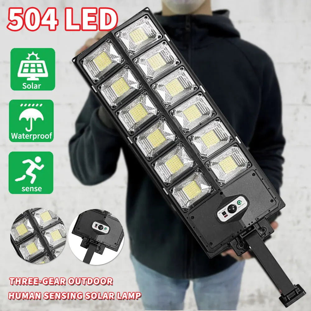 504 LED Solar-Powered Outdoor Lighting - 4 Modes, 6500K Wide-Angle Dusk-to-Dawn Lighting With Motion Sensor IP65 Waterproof