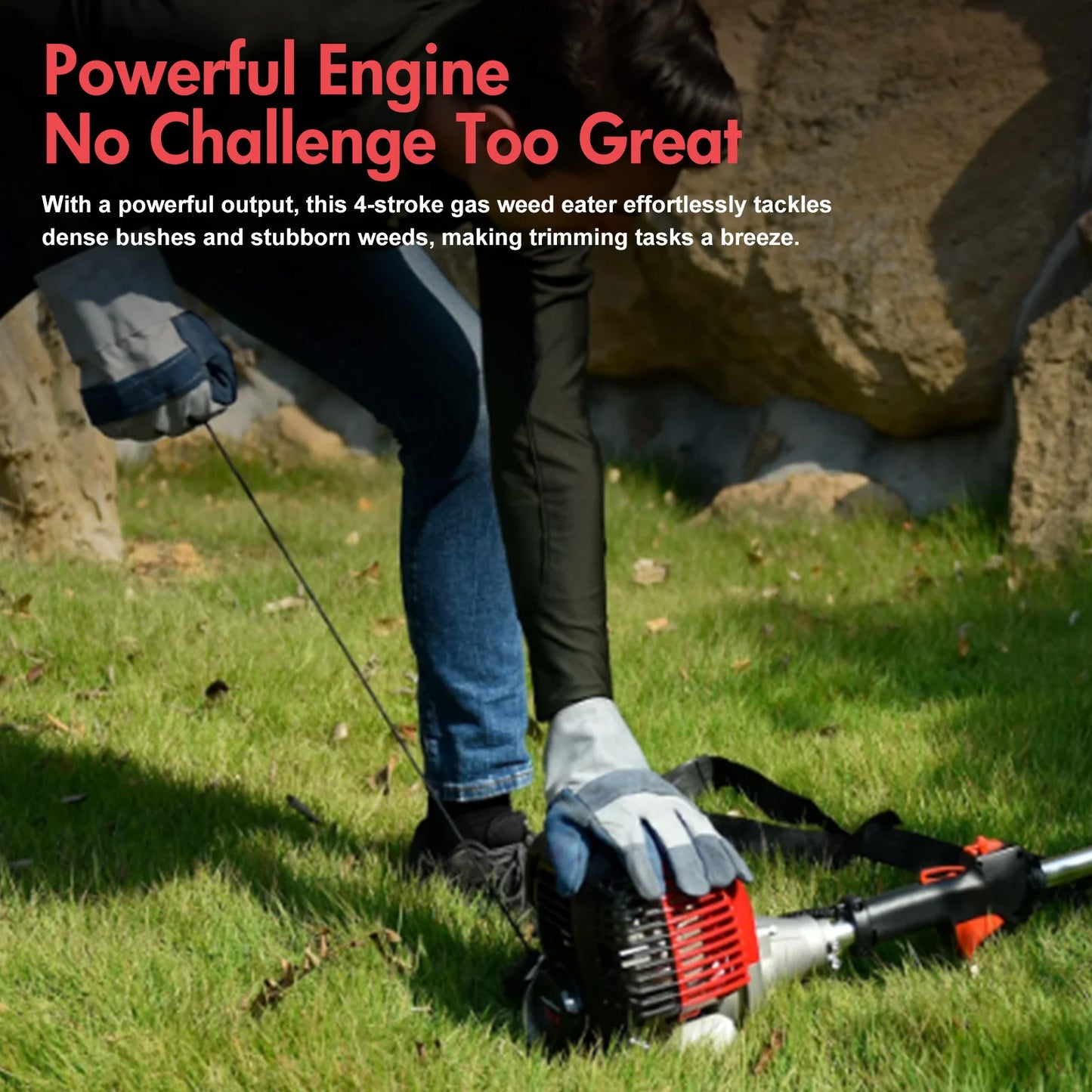 4-Stroke Gas Weed Eater 31cc 15lb 13 in Straight Shaft Trimmer Cordless Weed Wacker Light High-Power for Lawns and Garden Care