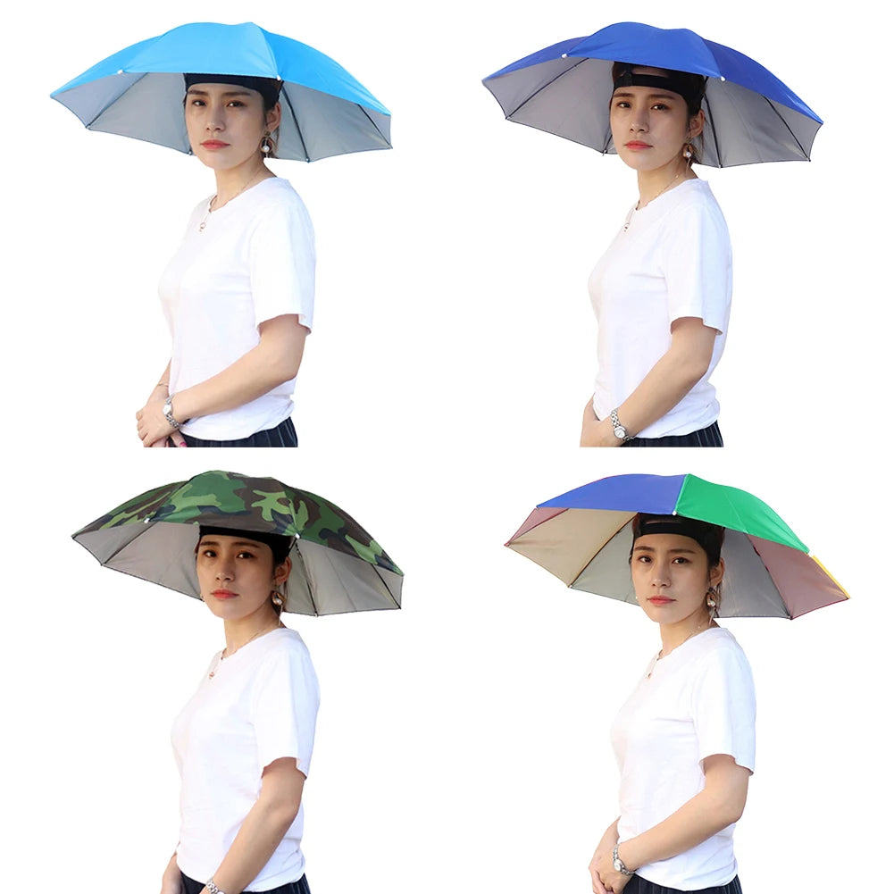 Umbrella Hat Hands Free Fishing Umbrella Cap 27 Inch Diameter Headwear Umbrella Foldable for Sun Rain Beach Golf Fishing Hiking