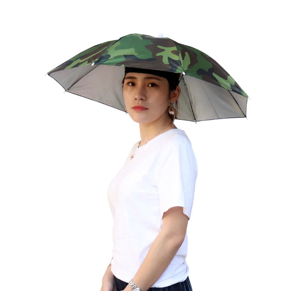 Umbrella Hat Hands Free Fishing Umbrella Cap 27 Inch Diameter Headwear Umbrella Foldable for Sun Rain Beach Golf Fishing Hiking