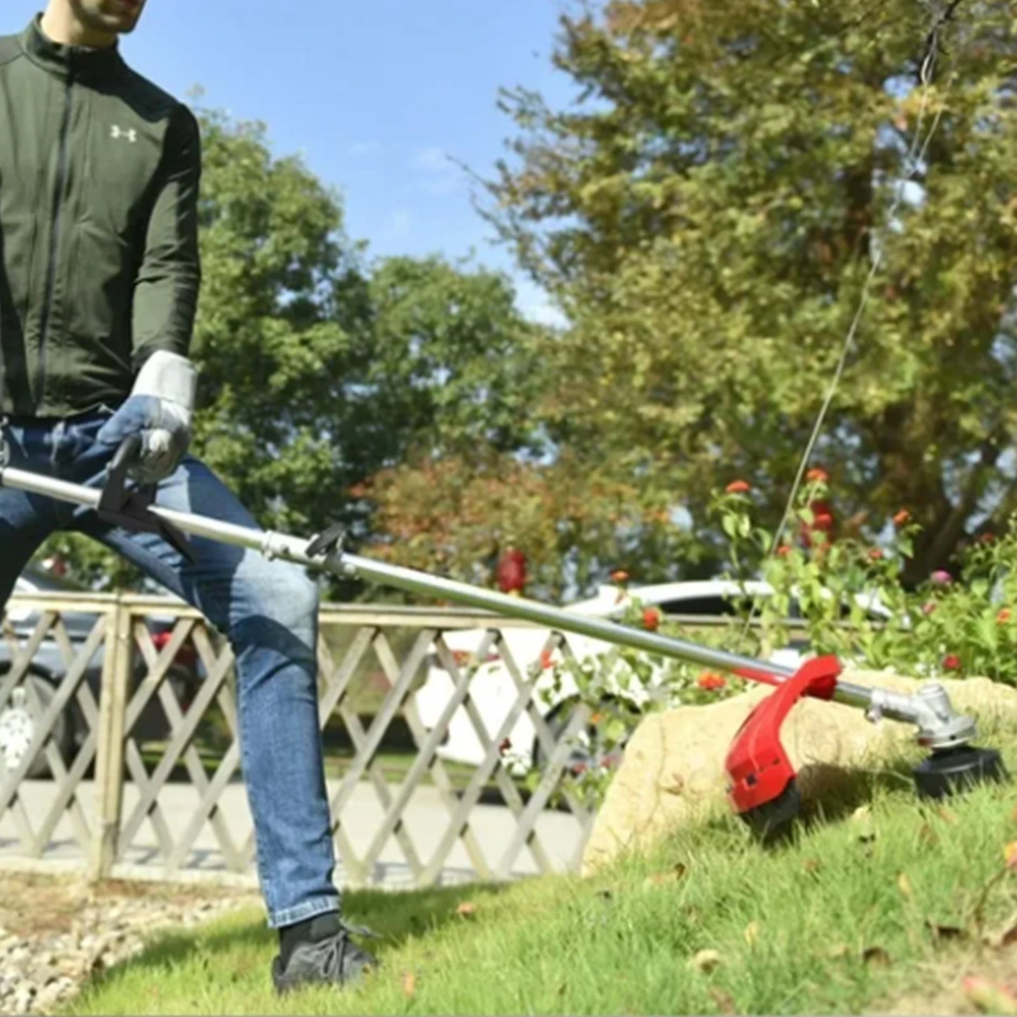 4-Stroke Gas Weed Eater 31cc 15lb 13 in Straight Shaft Trimmer Cordless Weed Wacker Light High-Power for Lawns and Garden Care