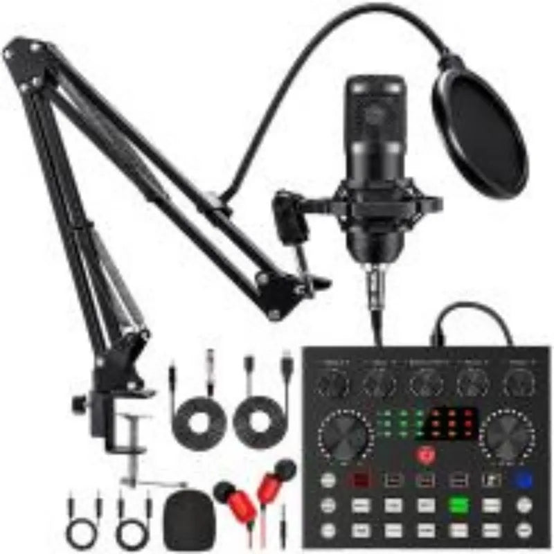 BM800 V8s Podcast Sound Card Set W/ BM800 Microphone Professional Audio Condenser Mic Studio for Karaoke Podcast Recording Live