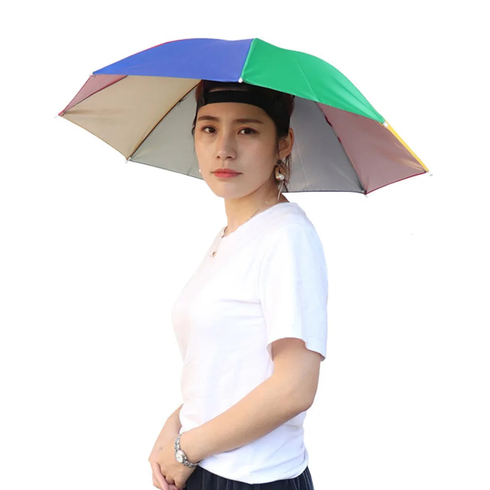 Umbrella Hat Hands Free Fishing Umbrella Cap 27 Inch Diameter Headwear Umbrella Foldable for Sun Rain Beach Golf Fishing Hiking